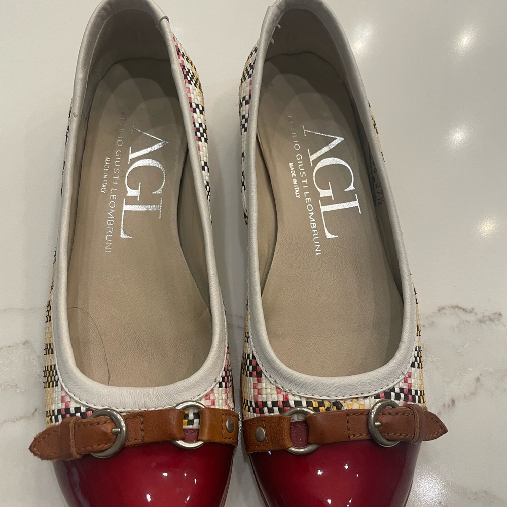 AGL Pumps - white/ yellow/ red plaid.